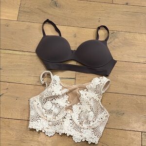 Elegant Lace Bralette and mauve Bra Set, 34D